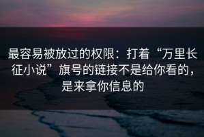 最容易被放过的权限：打着“万里长征小说”旗号的链接不是给你看的，是来拿你信息的