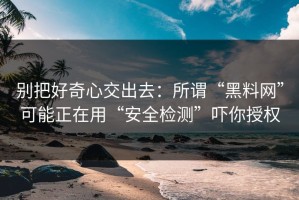 别把好奇心交出去：所谓“黑料网”可能正在用“安全检测”吓你授权
