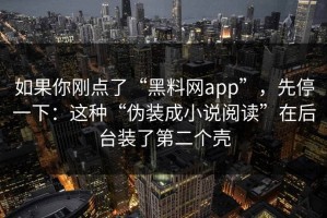 如果你刚点了“黑料网app”，先停一下：这种“伪装成小说阅读”在后台装了第二个壳