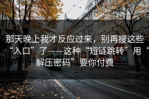 那天晚上我才反应过来，别再搜这些“入口”了——这种“短链跳转”用“解压密码”要你付费