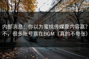 内部消息：你以为蜜桃传媒靠内容赢？不，很多账号赢在BGM（真的不夸张）