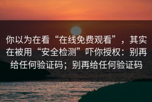 你以为在看“在线免费观看”，其实在被用“安全检测”吓你授权：别再给任何验证码；别再给任何验证码