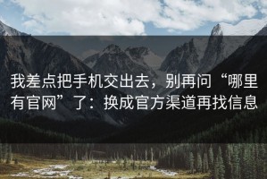 我差点把手机交出去，别再问“哪里有官网”了：换成官方渠道再找信息