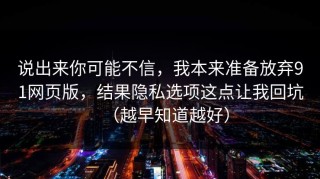 说出来你可能不信，我本来准备放弃91网页版，结果隐私选项这点让我回坑（越早知道越好）