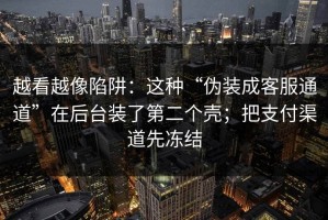 越看越像陷阱：这种“伪装成客服通道”在后台装了第二个壳；把支付渠道先冻结