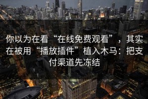 你以为在看“在线免费观看”，其实在被用“播放插件”植入木马：把支付渠道先冻结