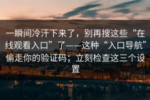一瞬间冷汗下来了，别再搜这些“在线观看入口”了——这种“入口导航”偷走你的验证码；立刻检查这三个设置