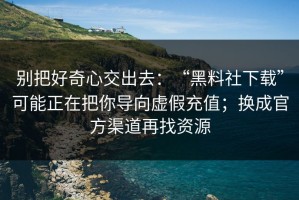 别把好奇心交出去：“黑料社下载”可能正在把你导向虚假充值；换成官方渠道再找资源