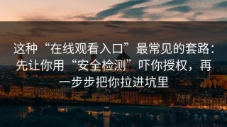 这种“在线观看入口”最常见的套路：先让你用“安全检测”吓你授权，再一步步把你拉进坑里
