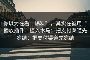 你以为在看“爆料”，其实在被用“播放插件”植入木马：把支付渠道先冻结；把支付渠道先冻结