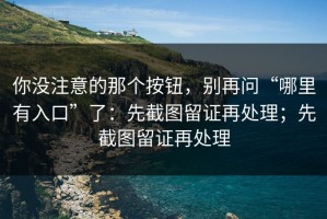 你没注意的那个按钮，别再问“哪里有入口”了：先截图留证再处理；先截图留证再处理