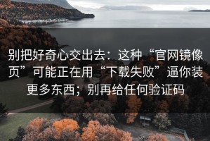 别把好奇心交出去：这种“官网镜像页”可能正在用“下载失败”逼你装更多东西；别再给任何验证码