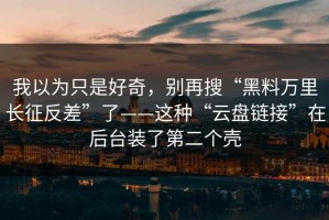 我以为只是好奇，别再搜“黑料万里长征反差”了——这种“云盘链接”在后台装了第二个壳
