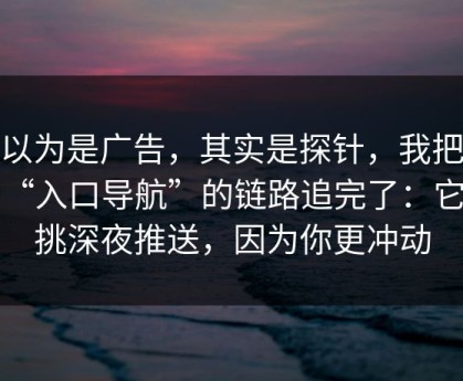 你以为是广告，其实是探针，我把这种“入口导航”的链路追完了：它专挑深夜推送，因为你更冲动