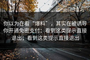 你以为在看“爆料”，其实在被诱导你开通免密支付：看到这类提示直接退出；看到这类提示直接退出