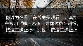 你以为在看“在线免费观看”，其实在被用“解压密码”要你付费：别慌，按这三步止损；别慌，按这三步止损
