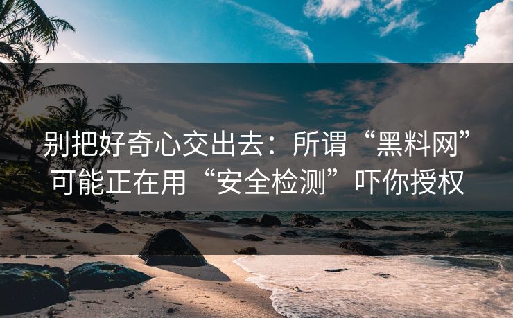 别把好奇心交出去：所谓“黑料网”可能正在用“安全检测”吓你授权