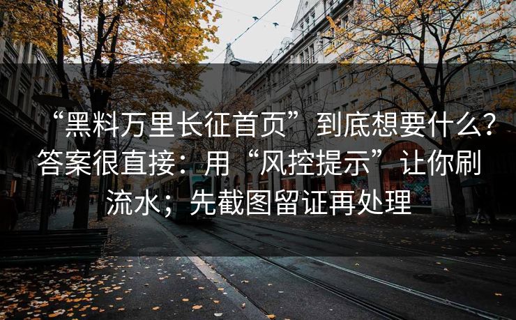 “黑料万里长征首页”到底想要什么？答案很直接：用“风控提示”让你刷流水；先截图留证再处理