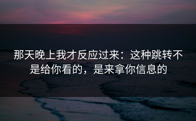 那天晚上我才反应过来：这种跳转不是给你看的，是来拿你信息的