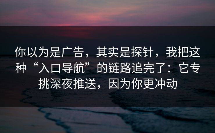 你以为是广告，其实是探针，我把这种“入口导航”的链路追完了：它专挑深夜推送，因为你更冲动