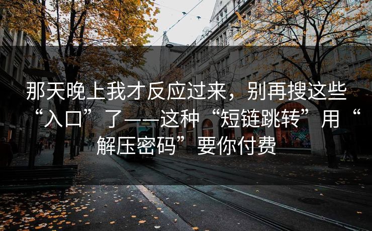 那天晚上我才反应过来，别再搜这些“入口”了——这种“短链跳转”用“解压密码”要你付费