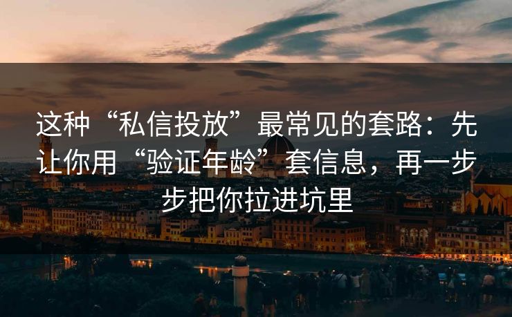 这种“私信投放”最常见的套路：先让你用“验证年龄”套信息，再一步步把你拉进坑里