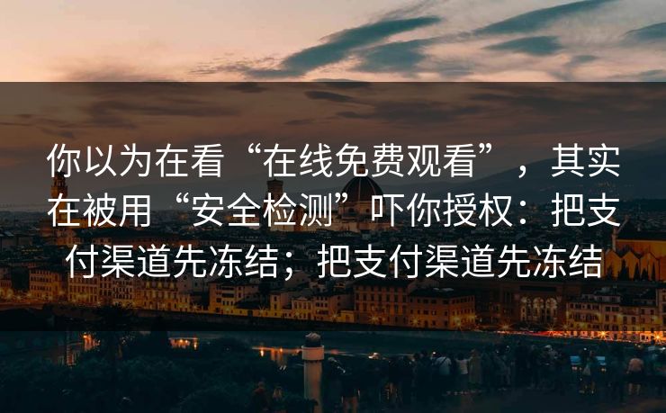 你以为在看“在线免费观看”，其实在被用“安全检测”吓你授权：把支付渠道先冻结；把支付渠道先冻结