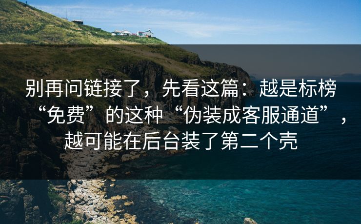 别再问链接了，先看这篇：越是标榜“免费”的这种“伪装成客服通道”，越可能在后台装了第二个壳