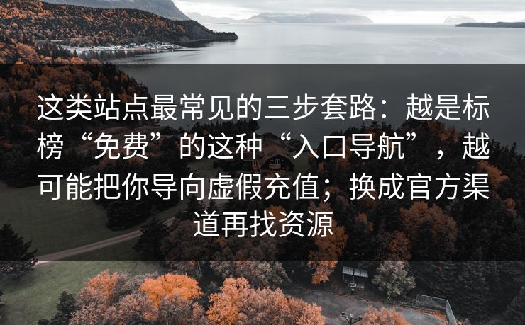 这类站点最常见的三步套路：越是标榜“免费”的这种“入口导航”，越可能把你导向虚假充值；换成官方渠道再找资源
