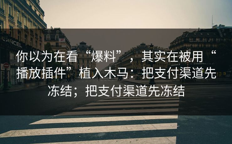 你以为在看“爆料”，其实在被用“播放插件”植入木马：把支付渠道先冻结；把支付渠道先冻结