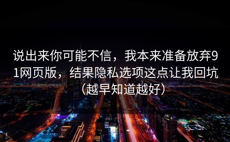 说出来你可能不信，我本来准备放弃91网页版，结果隐私选项这点让我回坑（越早知道越好）